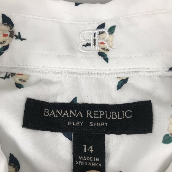Banana Republic Floral Riley Button Shirt SZ 14 - Picture 3 of 7